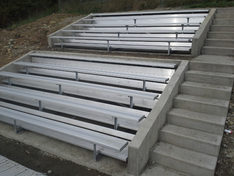 Finished concrete and aluminum bleachers
