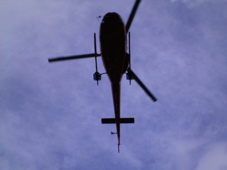 Transport Helicopter flying overhead